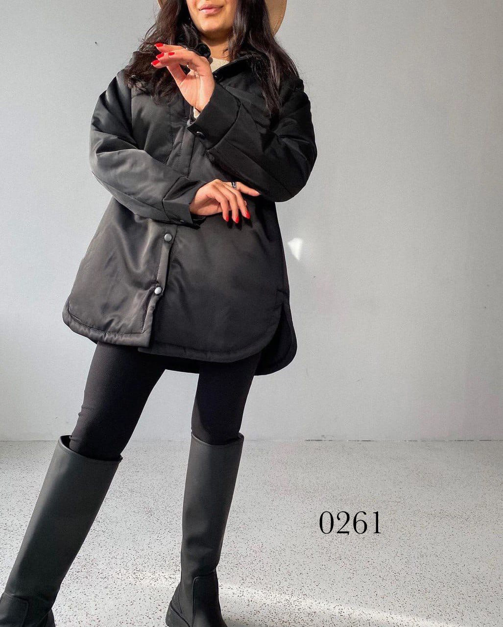 Купить женская куртка-рубашка черная 0261 в Украине на Optov.com