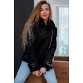 Жіноча стильна чорна дублянка коротка 5270, Колір: Чорний, Розмір: s-m, фото 