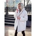Жіноча шуба коротка біла з коміром стійка 5258, Колір: Білий, Розмір: s-m, фото 