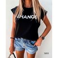 Женская футболка белая change 5893, Колір: Чорний, Розмір: s-m, фото 