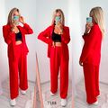 Женский костюм красный рубашка и брюки прямые 7188, Цвет: Красный, Размер: 42-46 UKR (One size), фото 