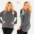 Женская кофта большого размера однотонная серая 730, Цвет: Серый, Размер: 50-52 UKR, фото 