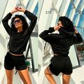 Жіночий спортивний костюм чорний худі і шорти міні 370, Колір: Чорний, Розмір: s-m, фото 