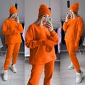 Женский спортивный костюм четверка штаны кофта шапка и варежки цвет оранжевый 7214, Цвет: Оранжевый, Размер: S-M (42-44 UKR), фото 
