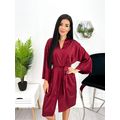 Женский короткий халат шелковый цвет бордовый 749, Цвет: Бордовый, Размер: L-XL (46-48 UKR), фото 