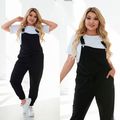 Жіночий літній брючний комбінезон на бретельках чорний 347, Колір: Чорний, Розмір: 46-48, фото 