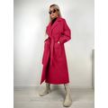 Жіночий довгий малиновий пальто на запах 3177, Колір: Малиновий, Розмір: 42-46, фото 