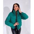 Жіноча коротка куртка зелена з коміром стійка 5010, Колір: Зелений, Розмір: S, фото 