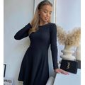 Красива коротка сукня з довгим рукавом чорна 1373, Колір: Чорний, Розмір: 42-46, фото , зображення 2