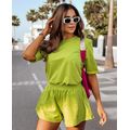 Жіночий літній костюм прогулянковий салатовий шорти короткі та футболка 283, Колір: Салат, Розмір: s-m, фото 