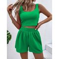 Женский летний костюм модный топик и шортики цвет зеленый 364/1364, Цвет: Зеленый, Размер: 48-50 UKR, фото 