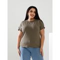 Женская футболка летняя однотонная хаки 6020, Цвет: Хаки, Размер: 42-46 UKR (One size), фото 