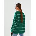Женский свитер зеленый свободного кроя в полоску 4621, Цвет: Зеленый, Размер: 42-46 UKR (One size), фото , изображение 2