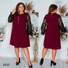 Платье женское большого размера бутылка 4800, Колір: Бордовий, Розмір: 52-54, фото 