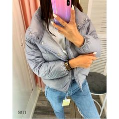 Женская короткая куртка серая с воротником стойка 5011, Цвет: Серый, Размер: S (42 UKR), фото , изображение 2