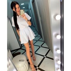 Жіночий літній костюм білий шорти і блузка 6020, Колір: Білий, Розмір: s-m, фото 