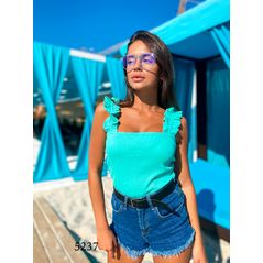 Женская майка розовая в стиле топика 5237, Колір: М'ятний, Розмір: s-m, фото 