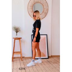 Платье мини в стиле милитари с поясом черным 6294, Колір: Чорний, Розмір: 42-46, фото , зображення 2