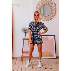 Платье мини черно-белое с поясом 6294, Цвет: Черно-белый, Размер: 42-46 UKR (One size), фото , изображение 2