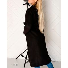 Жіноче довге пальто чорне на запах 7162, Колір: Чорний, Розмір: 42-46, фото , зображення 2
