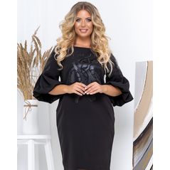 Ошатне плаття великого розміру чорного кольору 17126, Колір: Чорний, Розмір: 56, фото , зображення 3