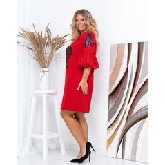 Ошатне плаття великого розміру червоного кольору 17126, Колір: Червоний, Розмір: 50, фото , зображення 4