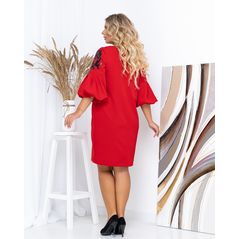 Нарядное платье с аппликацией большого размера красного цвета 17126, Цвет: Красный, Размер: XXXL (52 UKR), фото , изображение 5