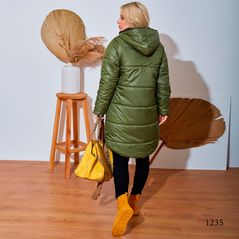 Женское пальто-куртка хаки 1235, Цвет: Хаки, Размер: 48-50 UKR, фото , изображение 2