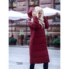 Зимнее пальто женское длинное цвет марсала 7265, Колір: Марсала, Розмір: S, фото , зображення 2
