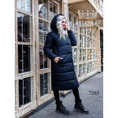 Зимове пальто жіноче довге колір чорний 7265, Колір: Чорний, Розмір: S, фото , зображення 4