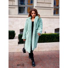 Шуба тепла довга жіноча на синтепоні колір фісташка 30122, Колір: Фісташковий, Розмір: s-m, фото 