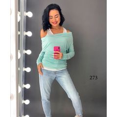Жіноча кофта ментолові з відкритими плечима 273, Колір: Ментол, Розмір: s-m, фото , зображення 2