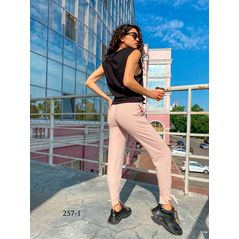 Жіночі спортивні штани бежеві 257-1, Колір: Бежевий, Розмір: s-m, фото , зображення 2