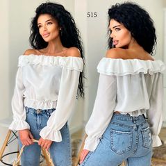Женская белая блузка 515, Цвет: Белый, Размер: 42-46 UKR (One size), фото 