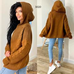 Жіноче худі в'язане мокко 3020, Колір: Мокко, Розмір: 42-46, фото 