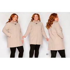 Женское короткое пальто бежевое большого размера 10, Цвет: Бежевый, Размер: 48-52 UKR (One size), фото 