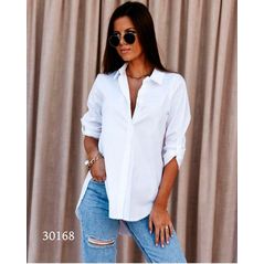 Жіноча біла сорочка 30168, Колір: Білий, Розмір: s-m, фото 