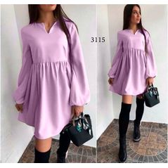 Платье мини с высокой посадкой цвет розовый 3115, Цвет: Розовый, Размер: S-M (42-44 UKR), фото 