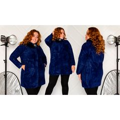 Женское короткое пальто темно-синее большого размера 10, Цвет: Темно-синий, Размер: 48-52 UKR (One size), фото 