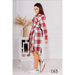Плаття-Сорочка в клітку колір червоний 165, Колір: Червоний, Розмір: 42-46, фото 