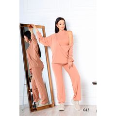 Женский прогулочный костюм тройка на весну бежевый 643, Цвет: Бежевый, Размер: S-M (42-44 UKR), фото 
