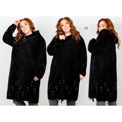 Пальто жіноче великого розміру з альпака колір чорний 23, Колір: Чорний, Розмір: 58-66, фото 
