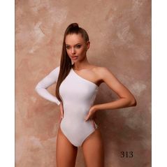 Жіночий білий боді на одне плече 313, Колір: Білий, Розмір: s-m, фото 