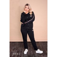 Жіночий спортивний костюм чорний великого розміру 1014-1, Колір: Чорний, Розмір: 48, фото 