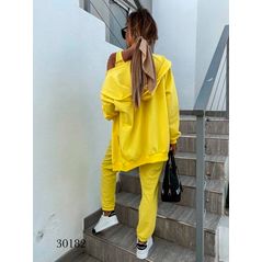 Женский спортивный костюм тройка цвет желтый 30182, Цвет: Желтый , Размер: S-M (42-44 UKR), фото , изображение 2