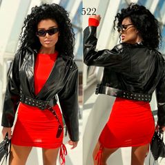 Жіноча чорна куртка косуха 522, Колір: Чорний, Розмір: s-m, фото 