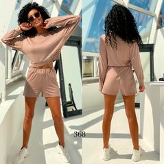 Жіночий спортивний костюм бежевий річний кофта і футболка 368, Колір: Бежевий, Розмір: s-m, фото 