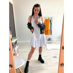 Стильний сарафан до колін колір білий 166, Колір: Білий, Розмір: s-m, фото 