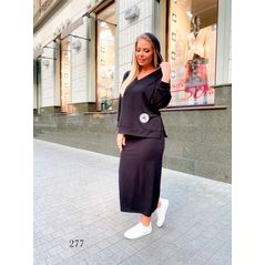 Жіночий прогулянковий костюм спортивний чорний 277, Колір: Чорний, Розмір: s-m, фото 