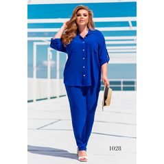 Жіночий костюм модний колір електрик 1028, Колір: Електрик, Розмір: 48-50, фото 